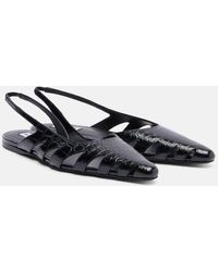 Alaïa - Croc-Effect Leather Slingback Flats - Lyst