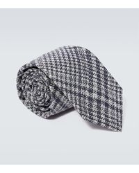Kiton - Checked Silk And Linen Tie - Lyst