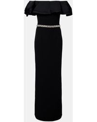 Safiyaa - Ryan Crystal-Embellished Ruffled Crepe Gown - Lyst