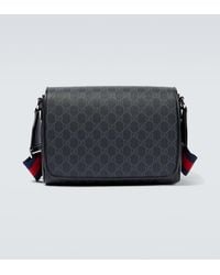 Gucci - Leather-Trimmed Gg Canvas Crossbody Bag - Lyst