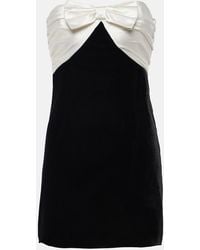 Alessandra Rich - Bow-Detail Strapless Velvet Minidress - Lyst