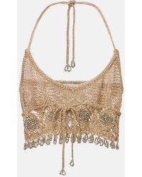 Rabanne - Crochet Embellished Lame Crop Top - Lyst