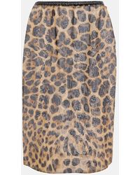 Saint Laurent - High-rise Leopard-print Silk Midi Skirt - Lyst