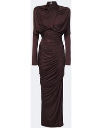 Balmain - Draped Jersey Maxi Dress - Lyst