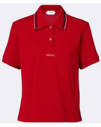Versace - Greca Cotton Pique Polo Shirt - Lyst