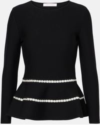 Carolina Herrera - Knitted Faux Pearl-Embellished Wool-Blend Top - Lyst