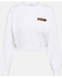 Brunello Cucinelli - Sudadera Cropped En Jersey De Algodon - Lyst