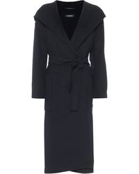 Max Mara Nicolo Hooded Virgin Wool Coat - Blue