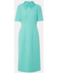 Oscar de la Renta - Lace-Trimmed Wool-Blend Midi Dress - Lyst