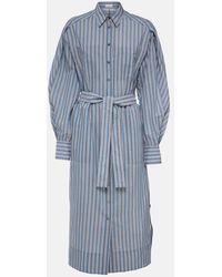 Brunello Cucinelli - Striped Cotton And Silk Shirt Dress - Lyst