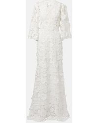 Monique Lhuillier - Bridal Floral Lace Gown - Lyst