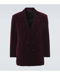 Brunello Cucinelli - Pinstripe Cotton Velvet Double-Breasted Blazer - Lyst