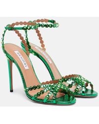 Aquazzura - Tequila 105 Embellished Leather Sandals - Lyst