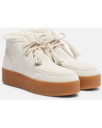 Hogan - Shearling-Trimmed Suede Ankle Boots - Lyst