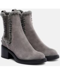 Tod's - 60 Shearling-Trimmed Suede Ankle Boots - Lyst