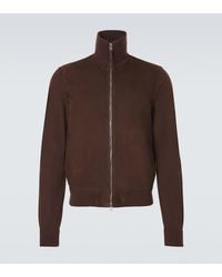 Tom Ford - Suede-Paneled Wool-Blend Zip-Up Sweater - Lyst