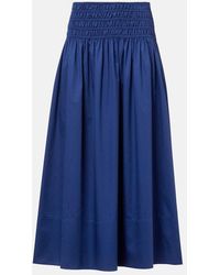 JOSEPH - Leonie Cotton Satin Midi Skirt - Lyst
