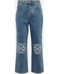 Loewe High-Rise Cropped Jeans Anagram - Blau