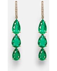 Anita Ko - Anya 18Kt Drop Earrings With Diamonds And Emeralds - Lyst