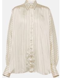 Brunello Cucinelli - Blouse Rayee En Satin - Lyst
