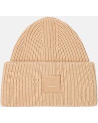 Acne Studios - Large Face Ribbed-knit Wool Beanie - Lyst