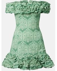 Agua Bendita - Jardin Ruffled Cotton-Blend Poplin Minidress - Lyst