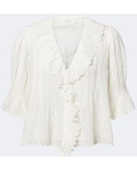 Doen - Henri Broderie Anglaise Ruffled Cotton Blouse - Lyst