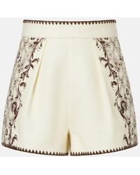 ALÉMAIS - Printed Linen And Cotton Shorts - Lyst