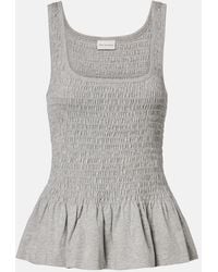 Dries Van Noten - Smocked Cotton Peplum Top - Lyst