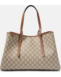 Gucci - Gg Emblem Large Leather-Trimmed Tote Bag - Lyst