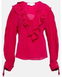 Victoria Beckham - Ruffled Silk Crepe De Chine Blouse - Lyst