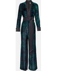 Diane von Furstenberg - Vegas Tiger-print Velvet Jumpsuit - Lyst