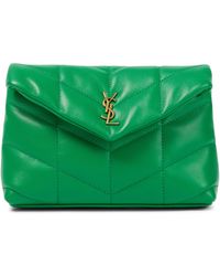 Saint Laurent Grass Green Nappa Leather Small Lou Puffer Pouch