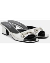 Gucci - Signora Horsebit Metallic Leather Mules - Lyst