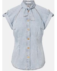 Zimmermann - Tie-Neck Denim Shirt - Lyst
