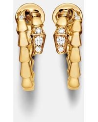 BVLGARI - Serpenti Viper 18Kt Hoop Earrings With Diamonds - Lyst
