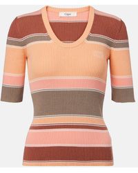 Chloé - Striped Ribbed-Knit Cotton Top - Lyst