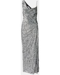 Area - One-Shoulder-Robe Mit Pailletten - Lyst