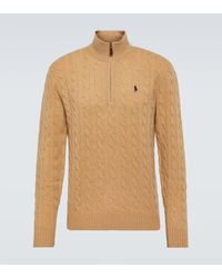 Polo Ralph Lauren - Cable-Knit Wool And Cashmere Half-Zip Sweater - Lyst
