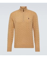 Polo Ralph Lauren - Cable-knit Wool And Cashmere Half-zip Sweater - Lyst