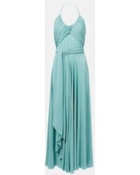 Alaïa - Draped Halterneck Jersey Maxi Dress - Lyst