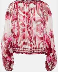 Dolce & Gabbana - Blusa de chifon de seda estampada - Lyst