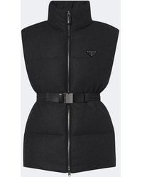 Prada - Chaleco De Plumas En Mezcla De Lana Y Cachemir - Lyst
