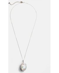 Mateo - 14Kt Necklace With Baroque Pearl And Diamonds - Lyst