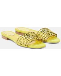 Rene Caovilla - Crystal-Embellished Suede Slides - Lyst