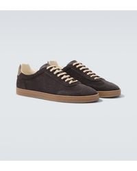 Brunello Cucinelli - Leather-Trimmed Suede Sneakers - Lyst