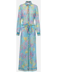 Versace - Printed Semi-Sheer Shirt Dress - Lyst