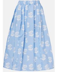 Marni - Floral Cotton Poplin Midi Skirt - Lyst