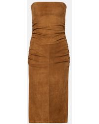 Stouls - Salma Ruched Suede Midi Dress - Lyst