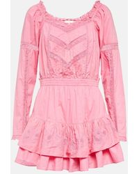 LoveShackFancy - Sanaya Lace-Trimmed Minidress - Lyst